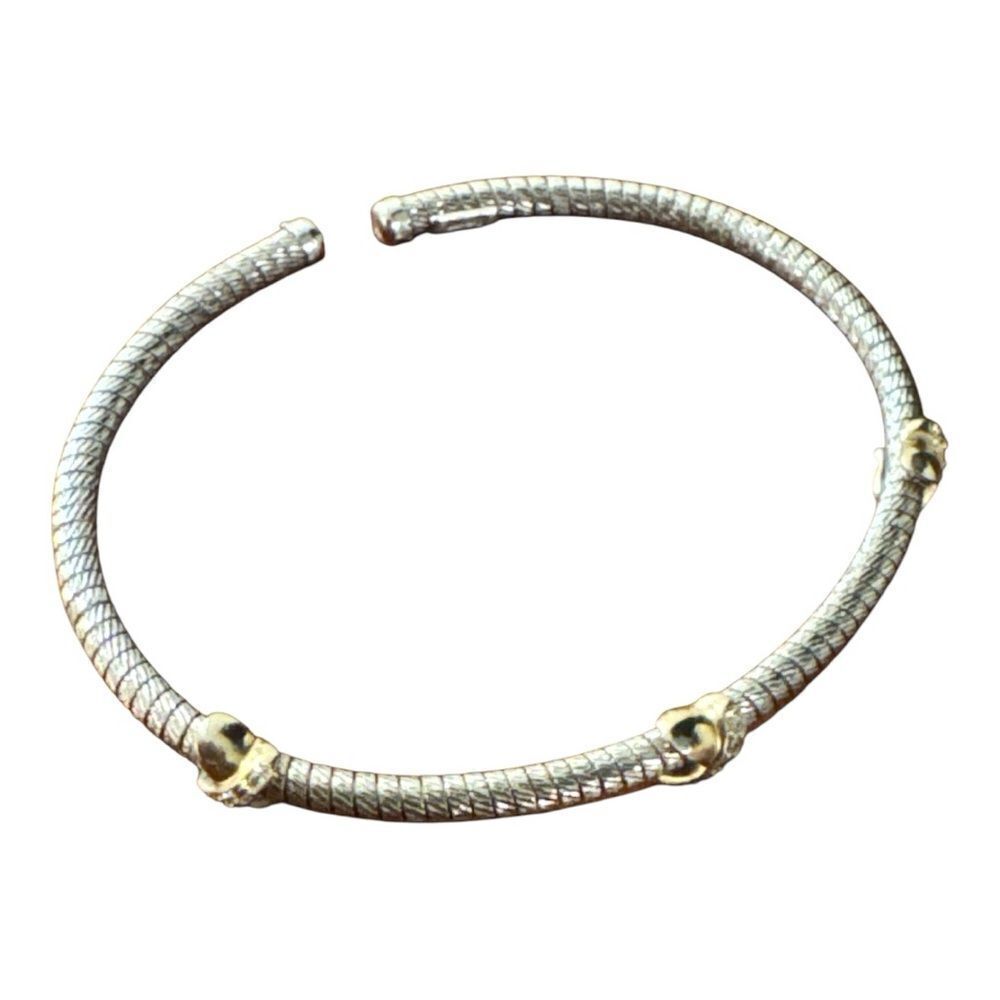 Vintage Dyadema Vermeil Bangle Bracelet With Clear Stones - Picture 2 of 3